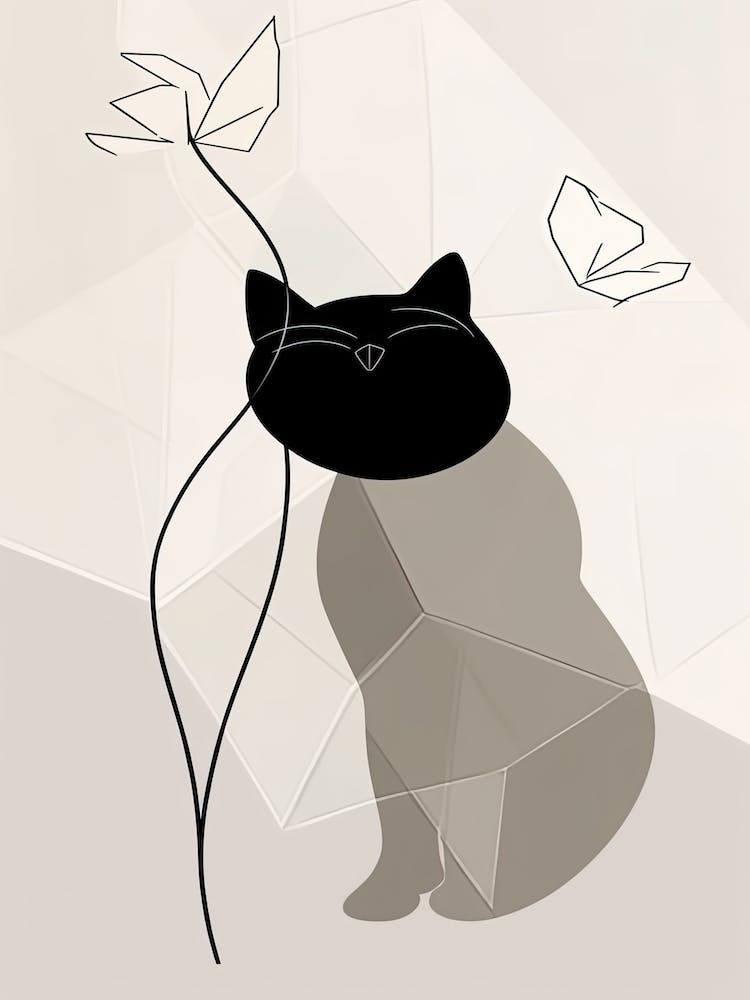 Cat Line Art Abstract 4