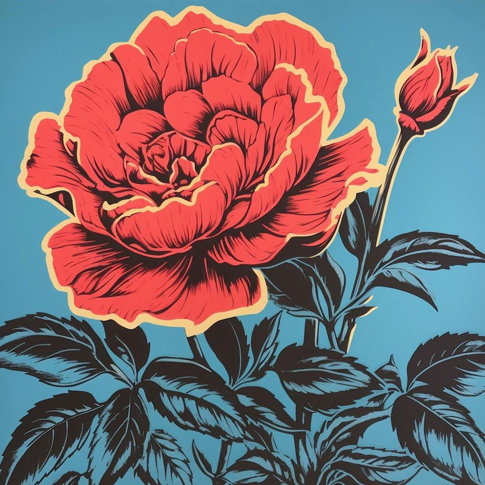 Peony 1 Pop Art Illustration Square