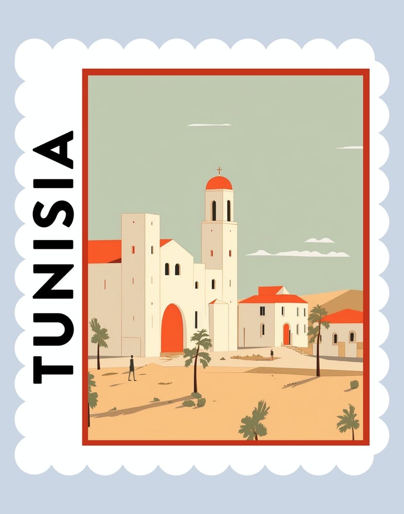 Tunisia Travel Stamp Poster