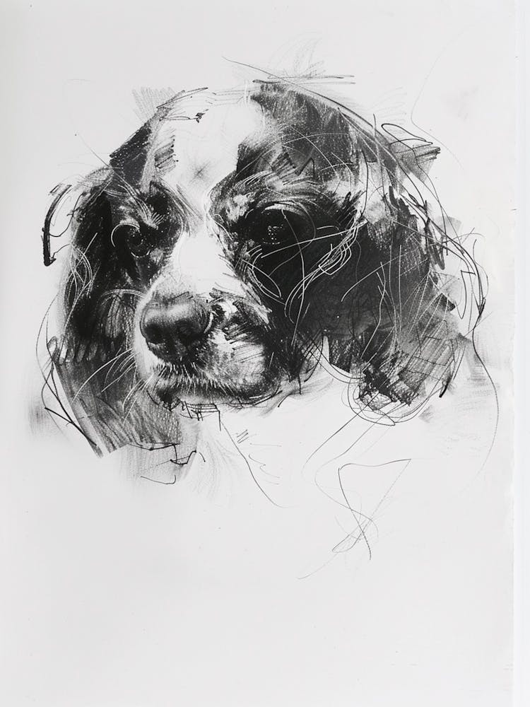 Cavalier King Charles Charcoal Line 1