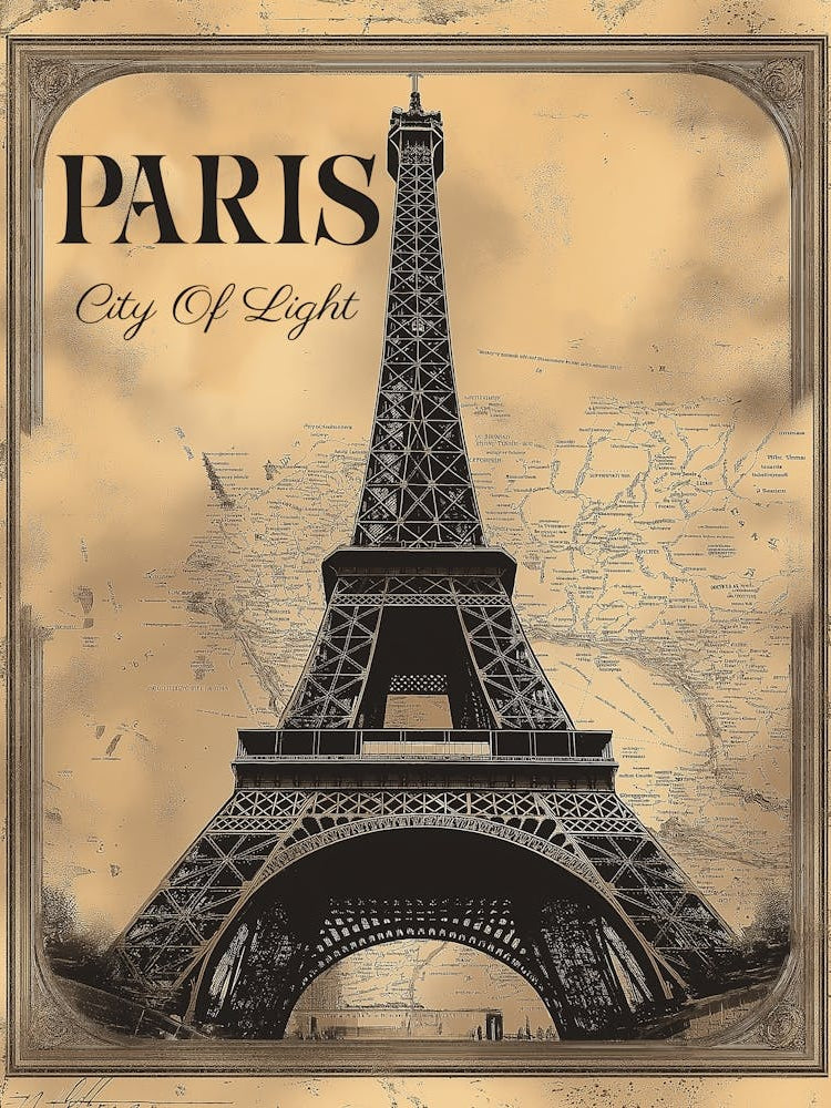 Travel Poster Of The Eiffel Tower Paris