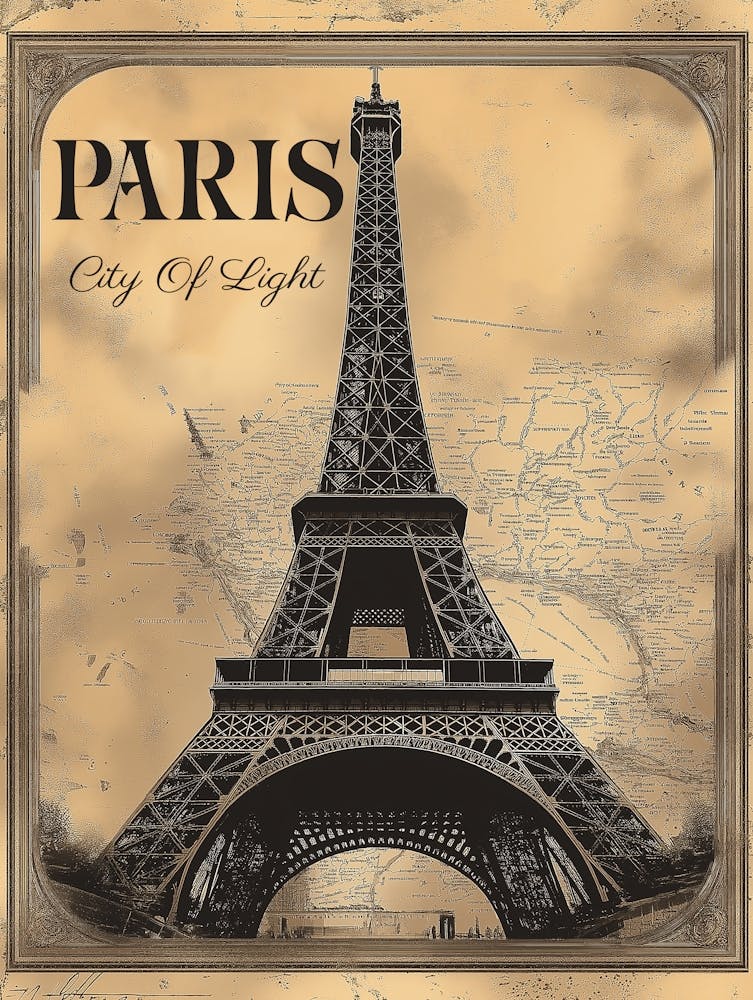 Travel Poster Of The Eiffel Tower Paris