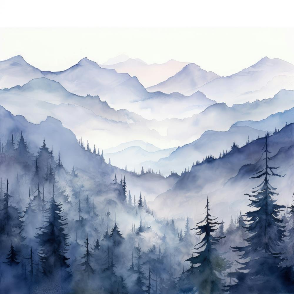 Watercolor Of Mountains 7