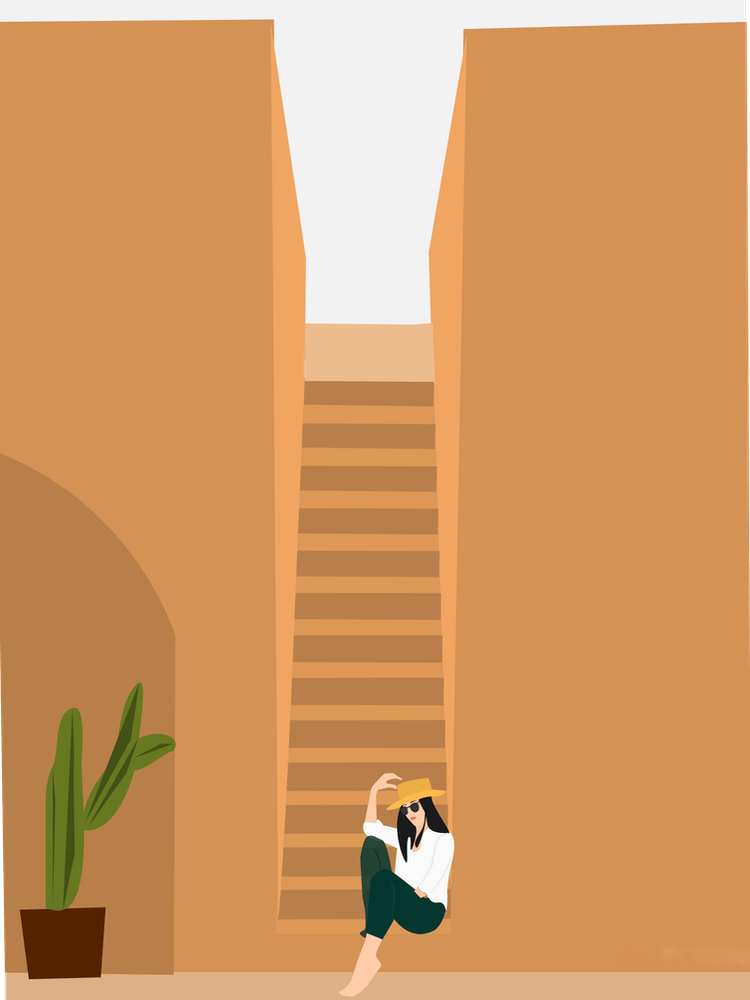 Woman Sitting On The Stairs