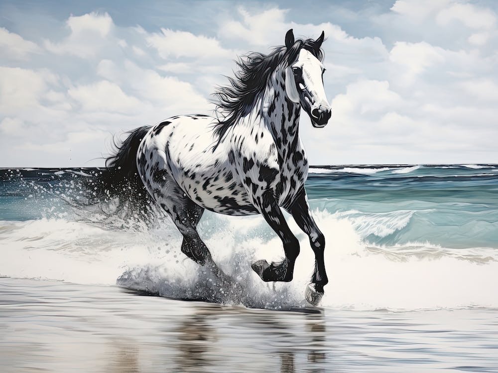 A Horse Oil Painting In Seven Mile Beach, Grand Cayman, Landscape 2