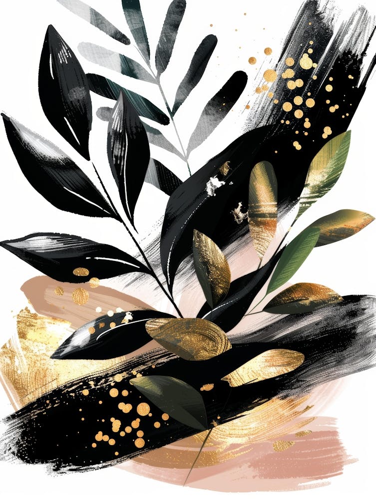 Black And Gold Abstract Painting 13