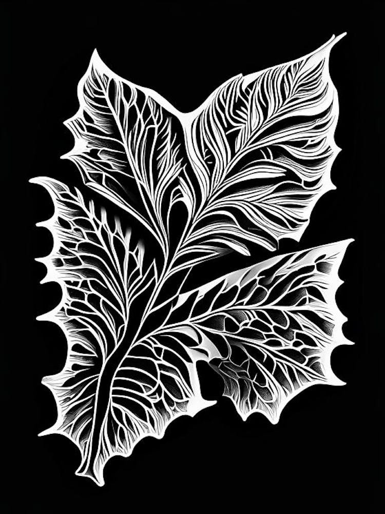 Savory Leaf Linocut 1