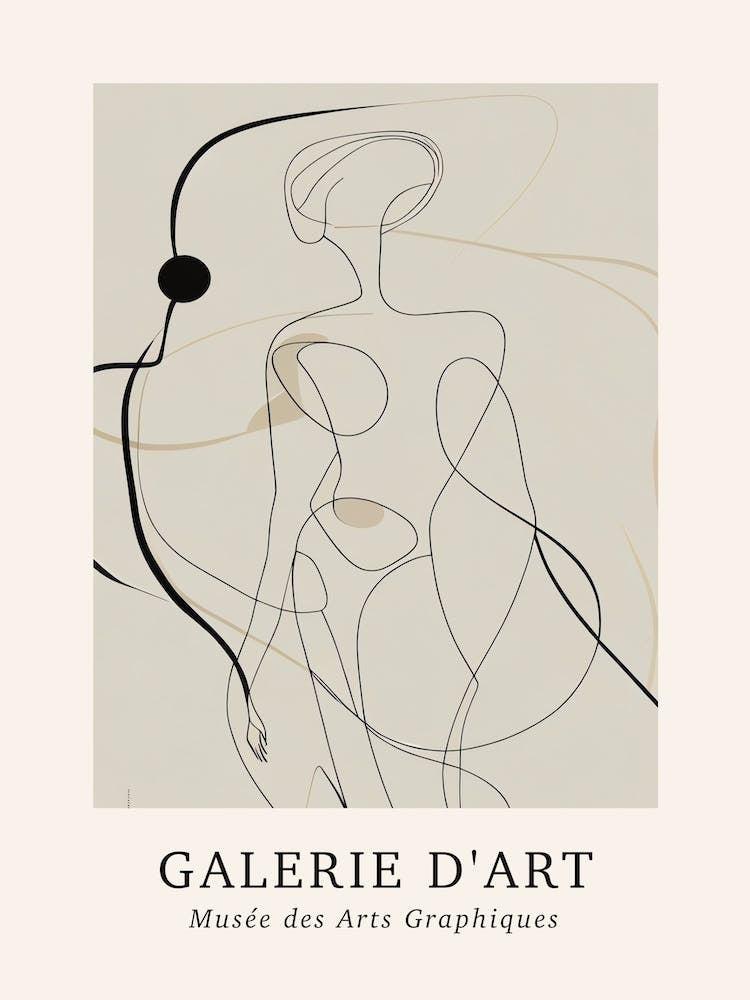 Galerie D'Art Abstract Line Art Figure Neutrals 1