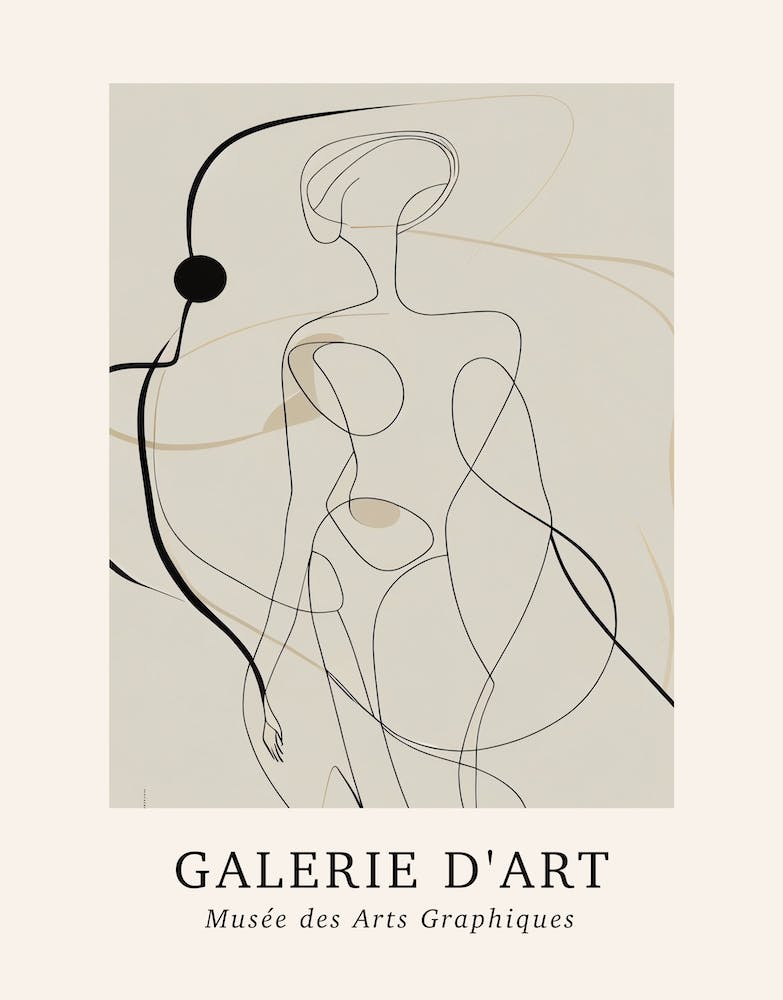 Galerie D'Art Abstract Line Art Figure Neutrals 1