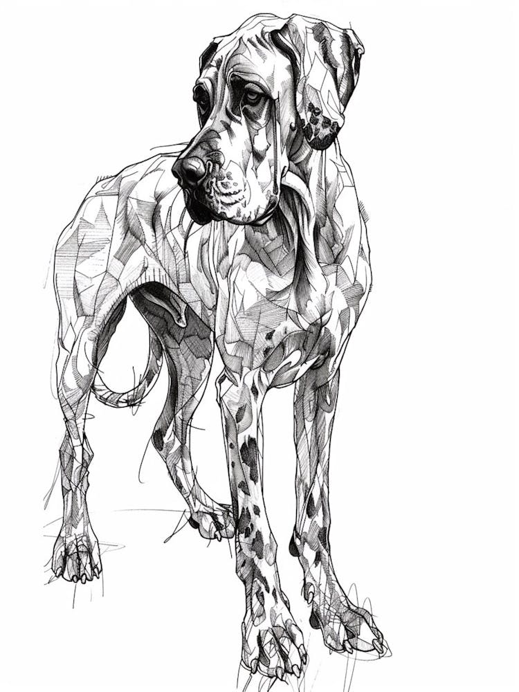 Dog Black & Grey Line Portrait 2