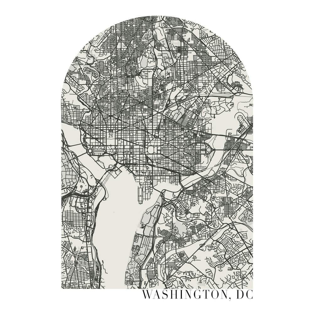 Washington DC Boho Minimal Arch Street Map 1