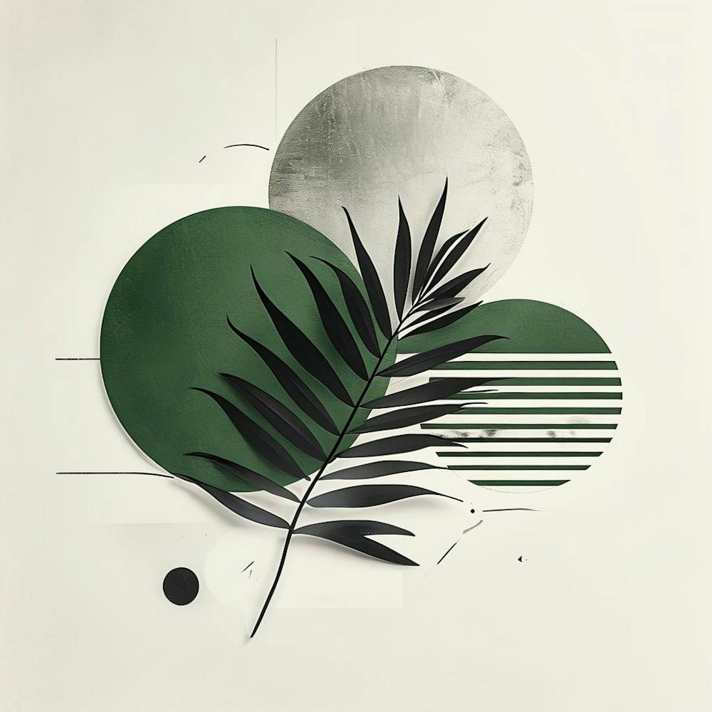 Modern Minimalist Botanical Art With Geometric Shapes