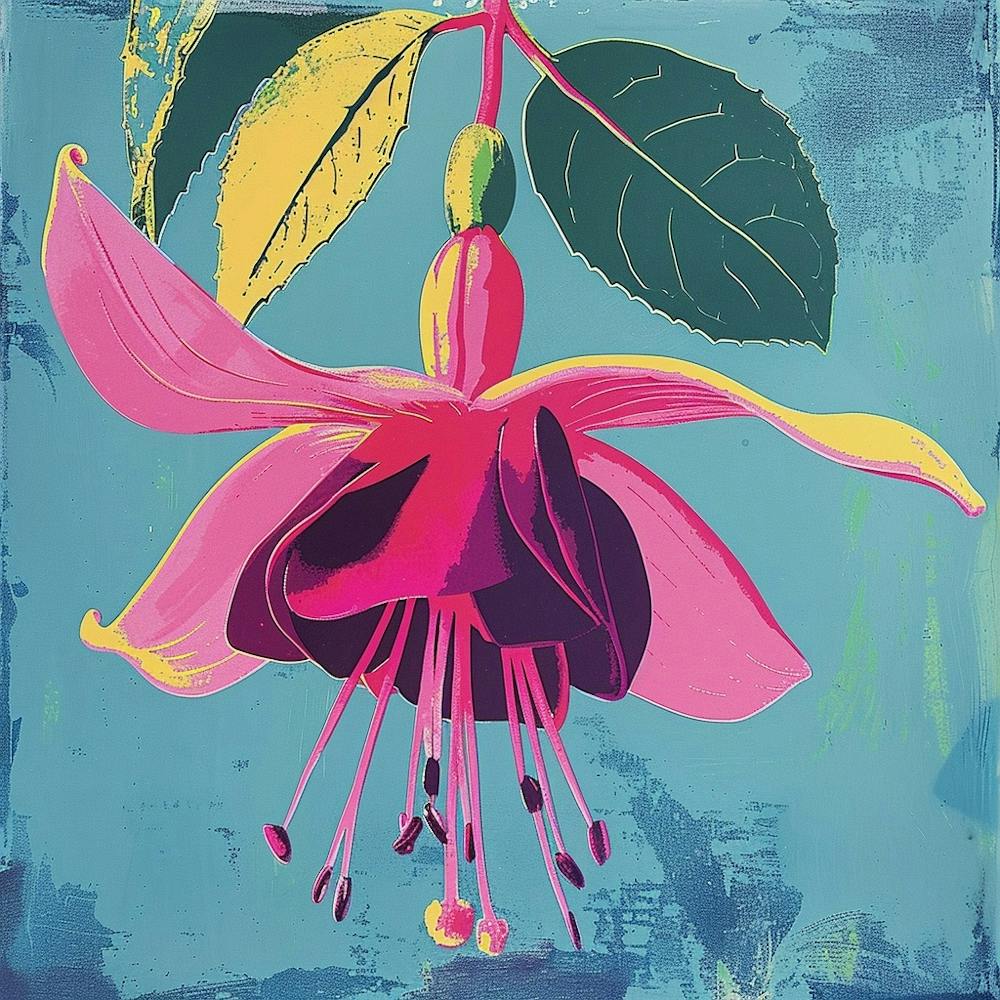 Fuchsia 1 Square Flower Illustration