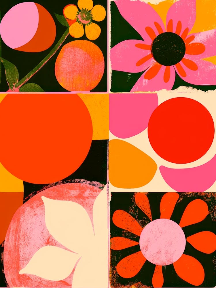 Maximalist Vibrant Pattern. Red and Datk