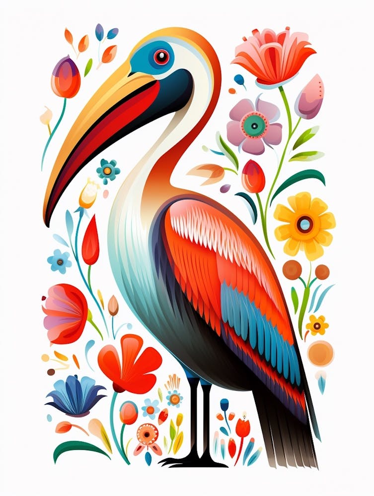Scandinavian Bird Illustration Brown Pelican 3