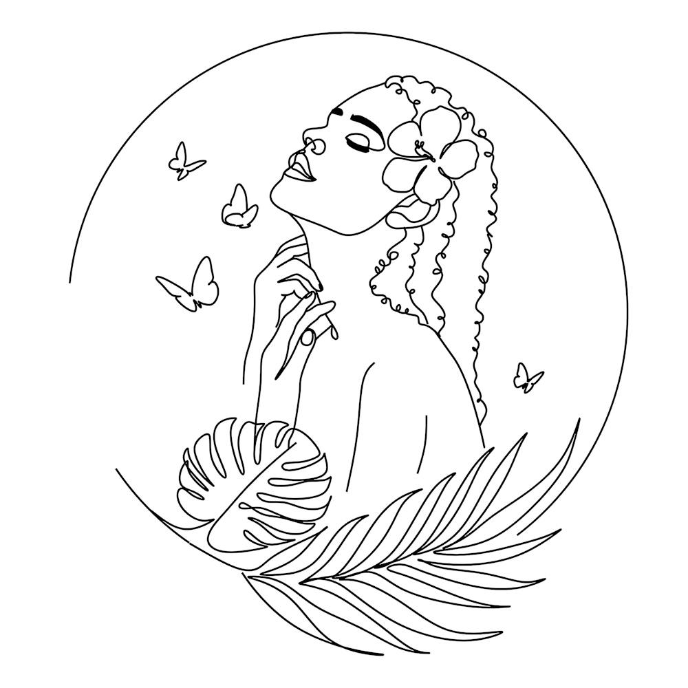 Island Muse – Tropical Feminine Line Art