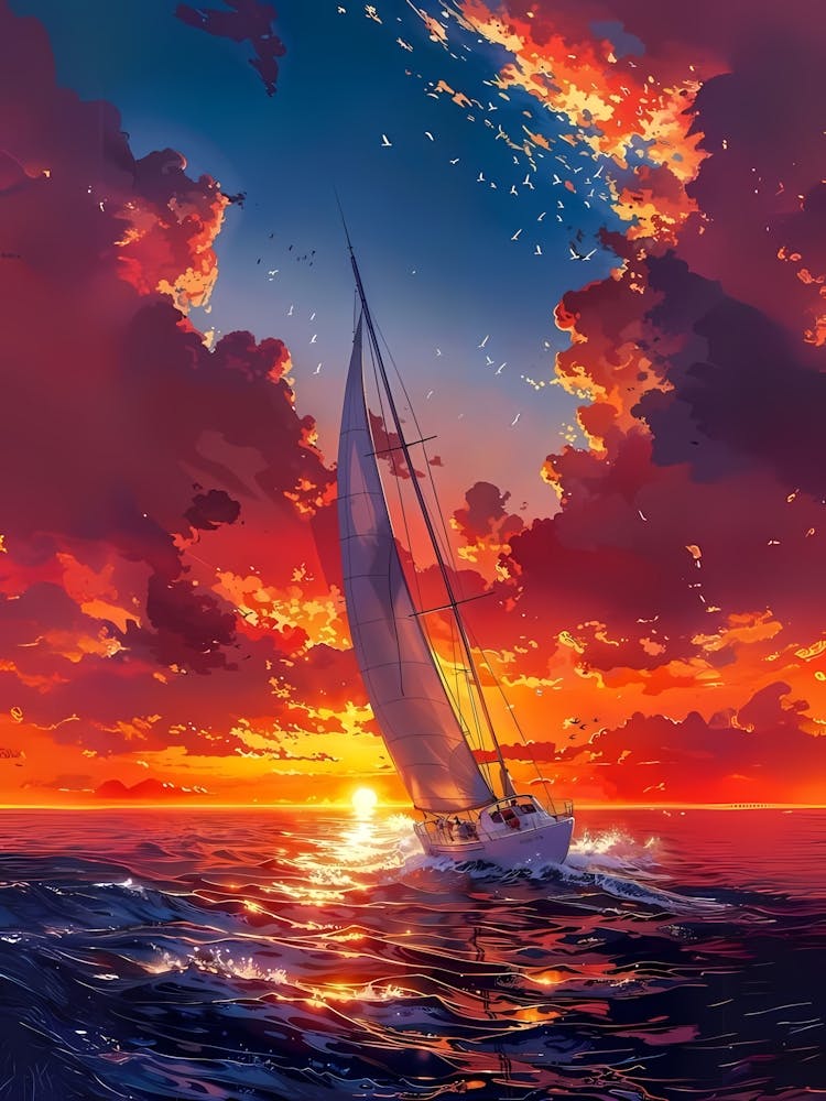 Sailboat At Sunset