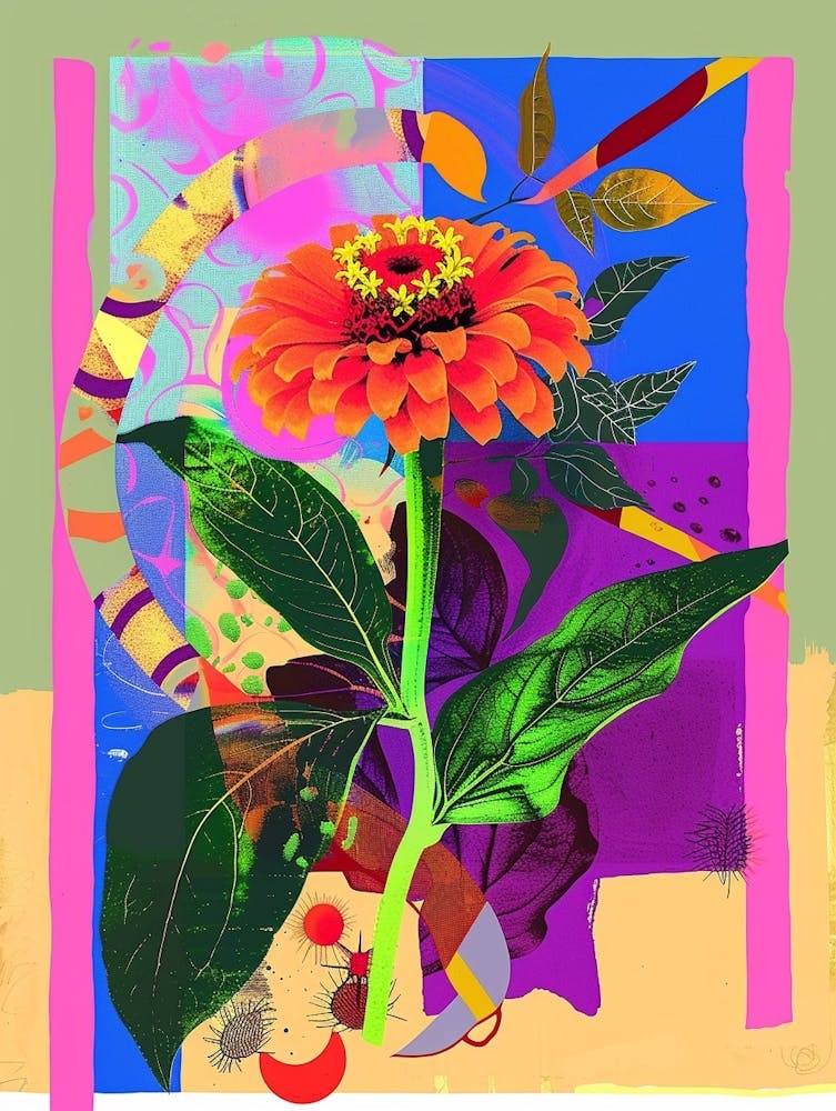 Zinnia 1 Neon-Blumen-Collage