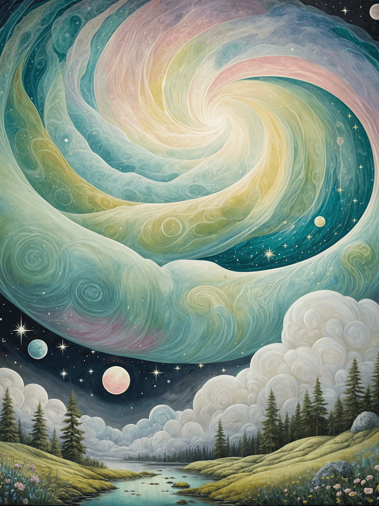 Spiral Celestial Rainbow Sky