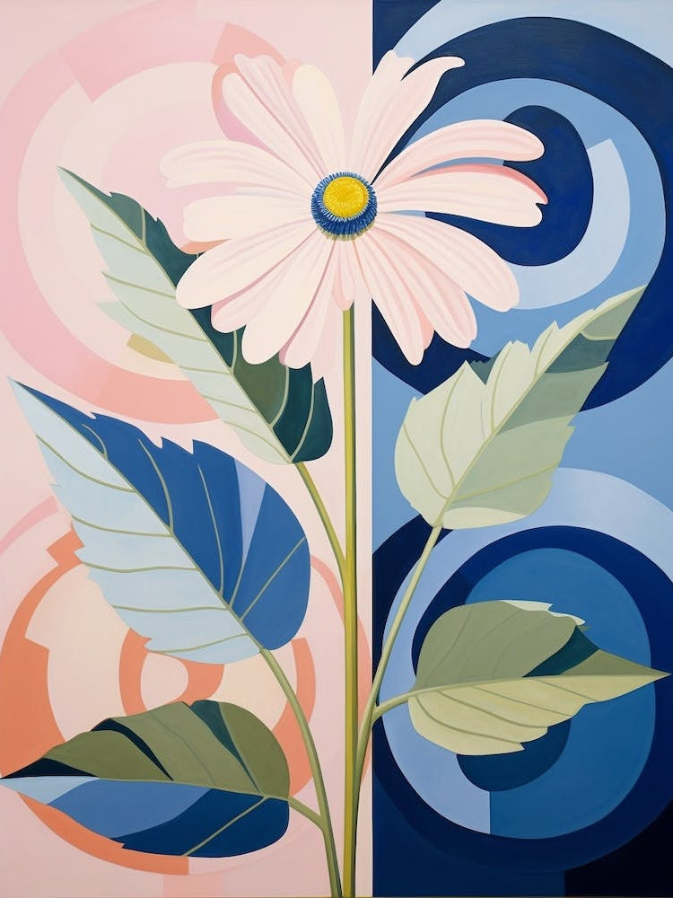 Oxeye Daisy 3 Hilma Af Klint Inspired Pastel Flower Painting