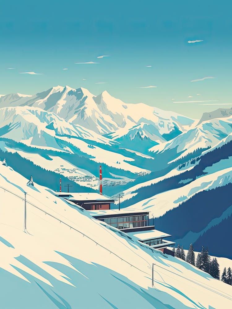 Zell Am See   Kaprun   Austria, Ski Resort Illustration 3 Simple Style