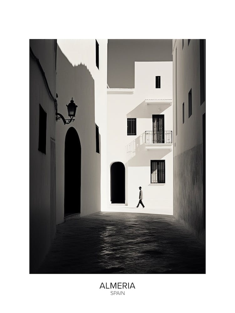 Poster Of Almeria, Spain, Black And White Analogue Photography 4