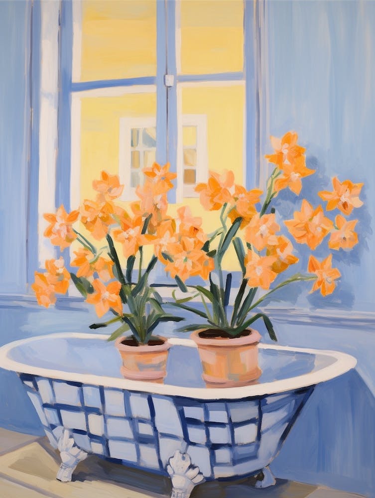 A Bathtube Full Of Daffodil In A Bathroom 3