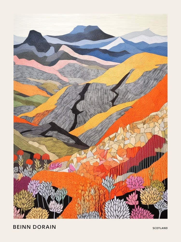 Beinn Dorain Scotland 2 Colourful Mountain Illustration Poster