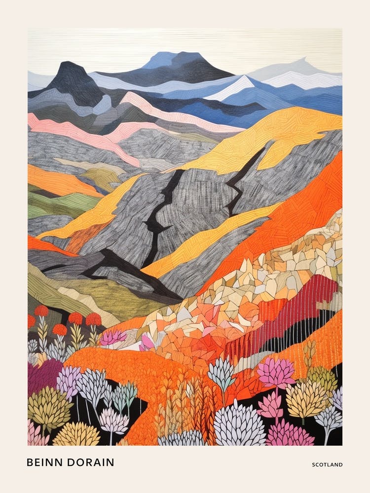 Beinn Dorain Scotland 2 Colourful Mountain Illustration Poster