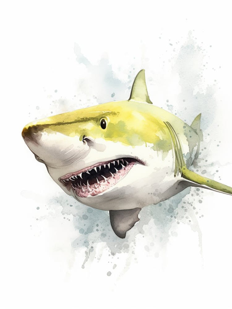 Cartoon Watercolour Lemon Shark Kids Nursery 2
