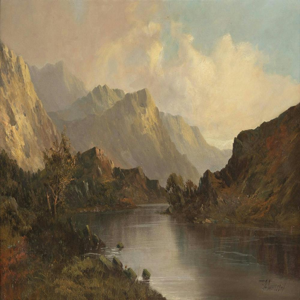 Scottish Lake Landscape In Front Of Mountains