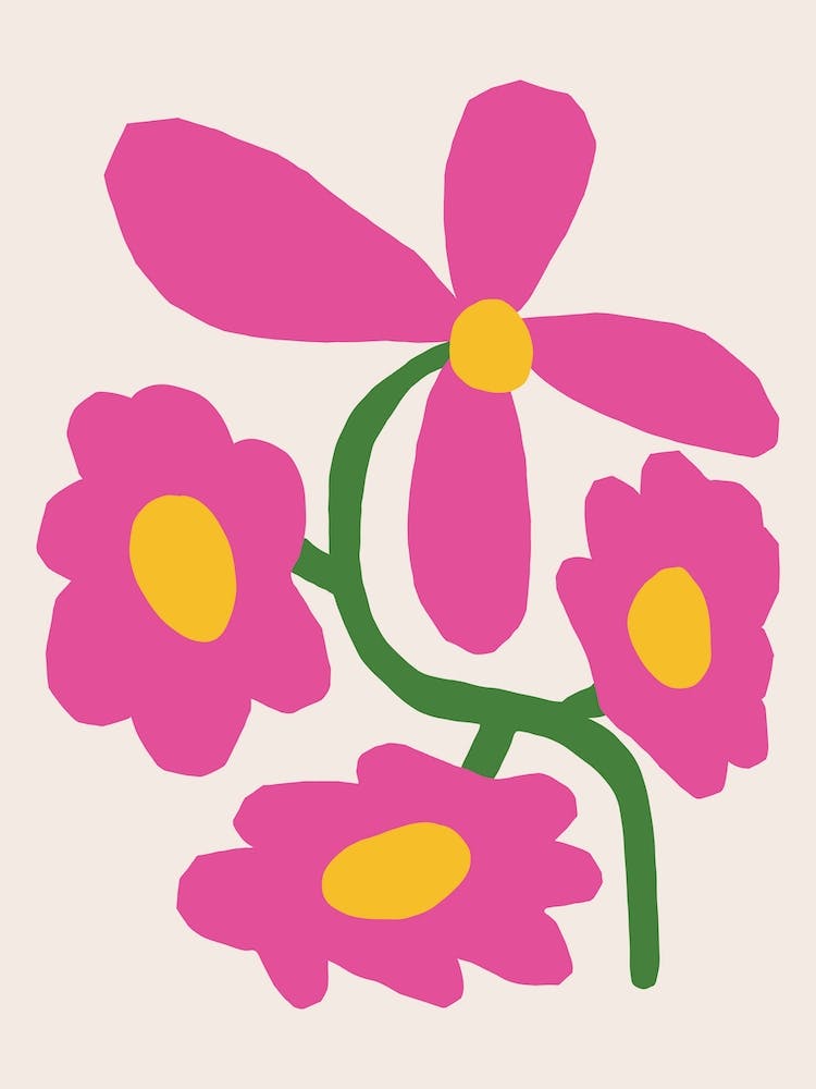 Pink Retro Cutout Flower