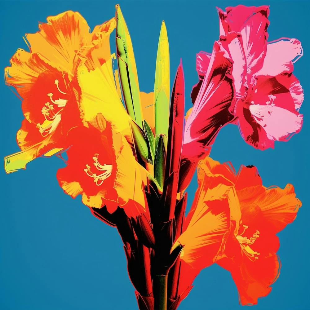 Andy Warhol Style Pop Art Flowers Gladiolus 1 Square