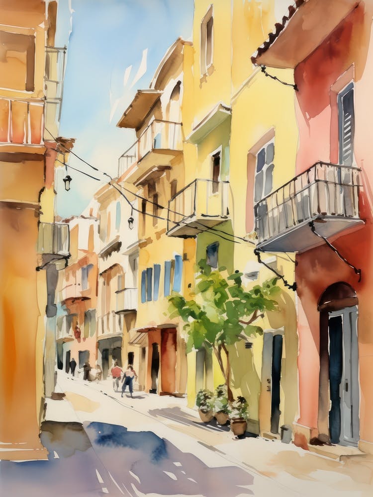Cagliari, Italy Watercolour Streets 1