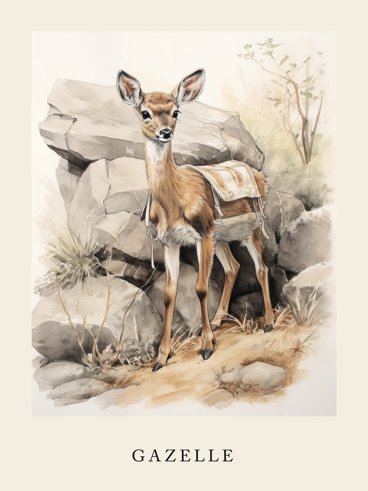 Beatrix Potter Inspired  Animal Watercolour Gazelle 1