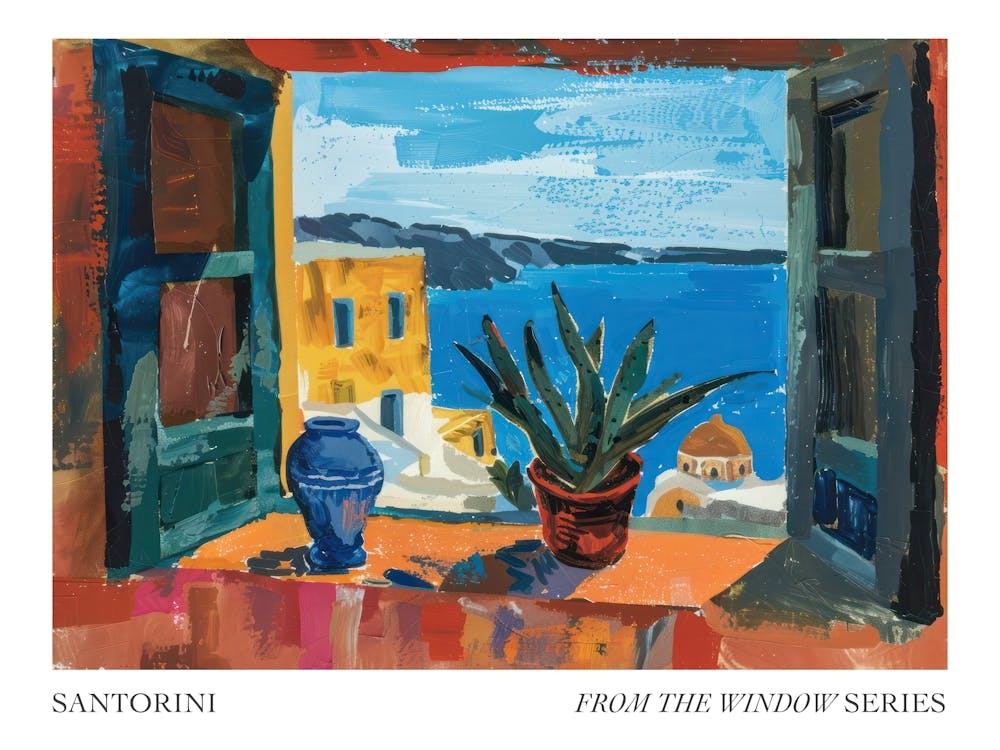 Santorini From The Window Series Poster Painting 4
