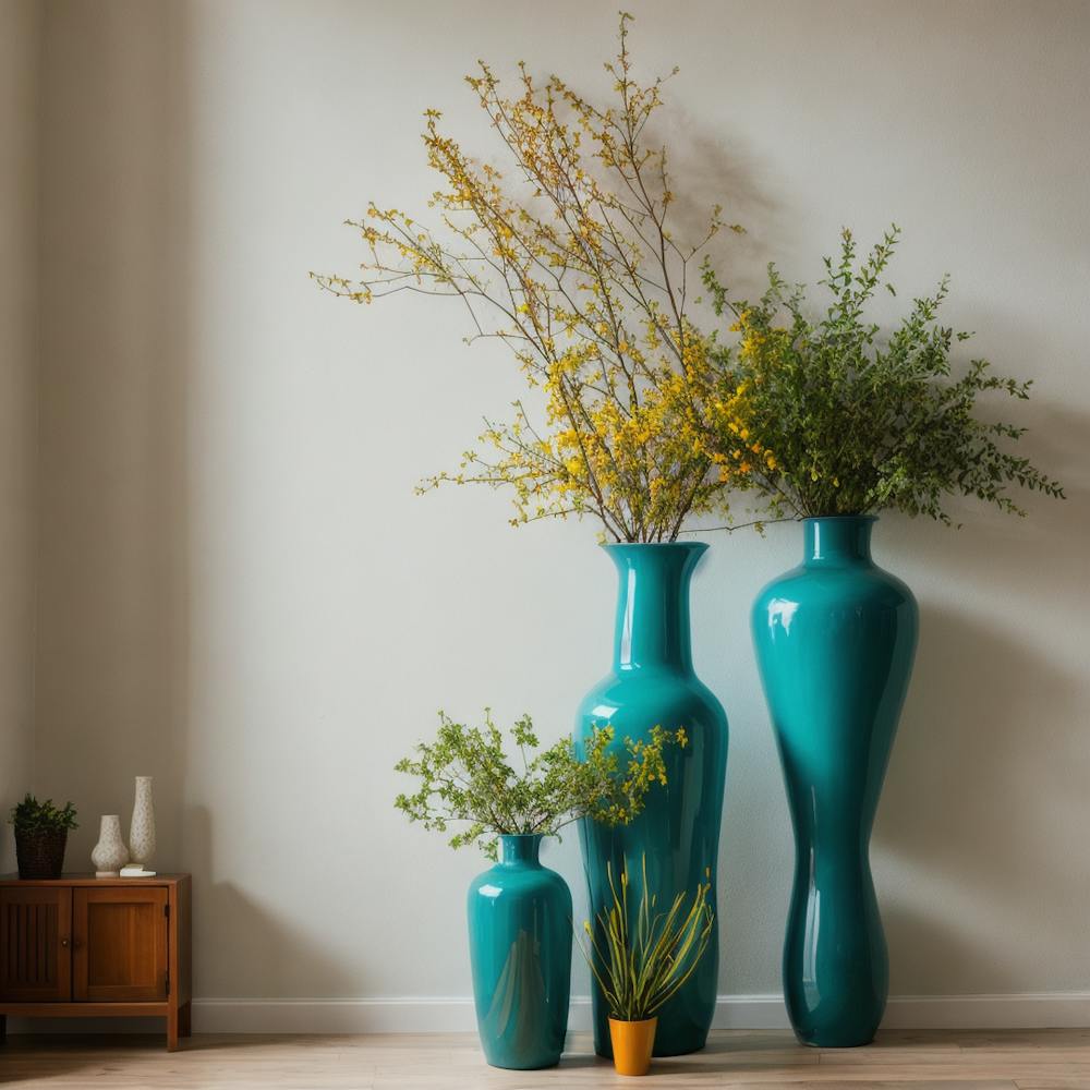 Three Vases In A Room