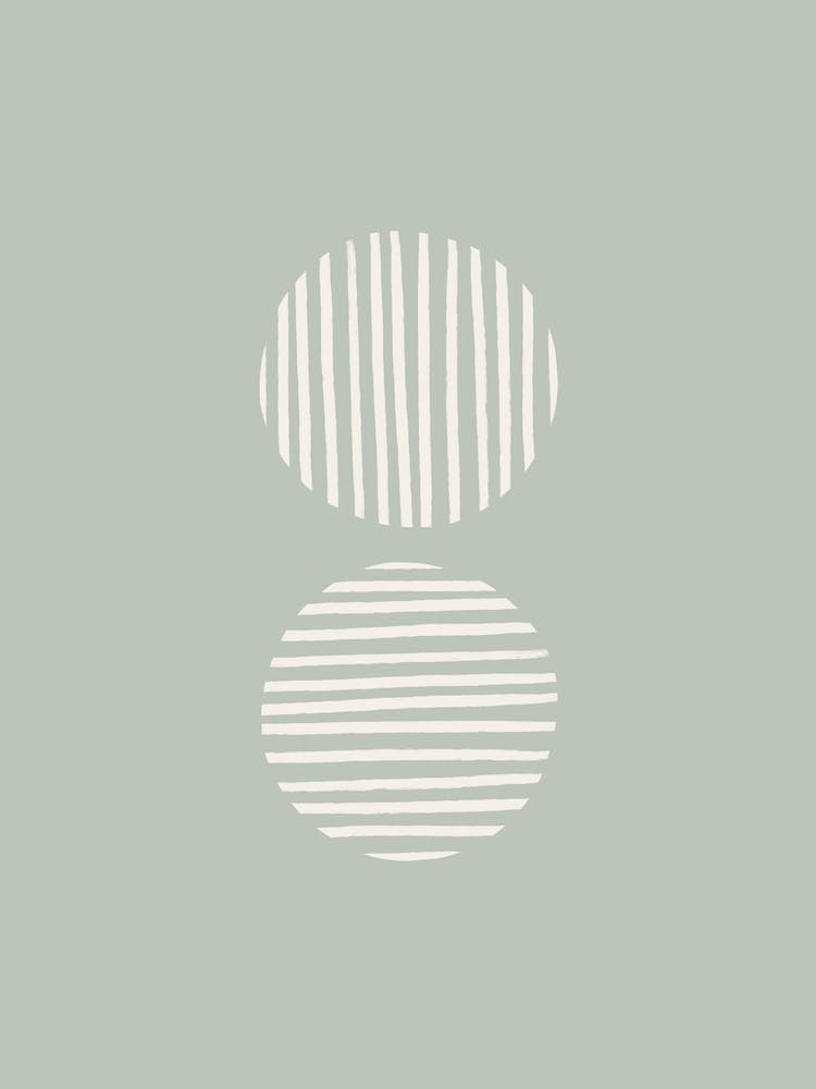 Striped Circles Sage Green