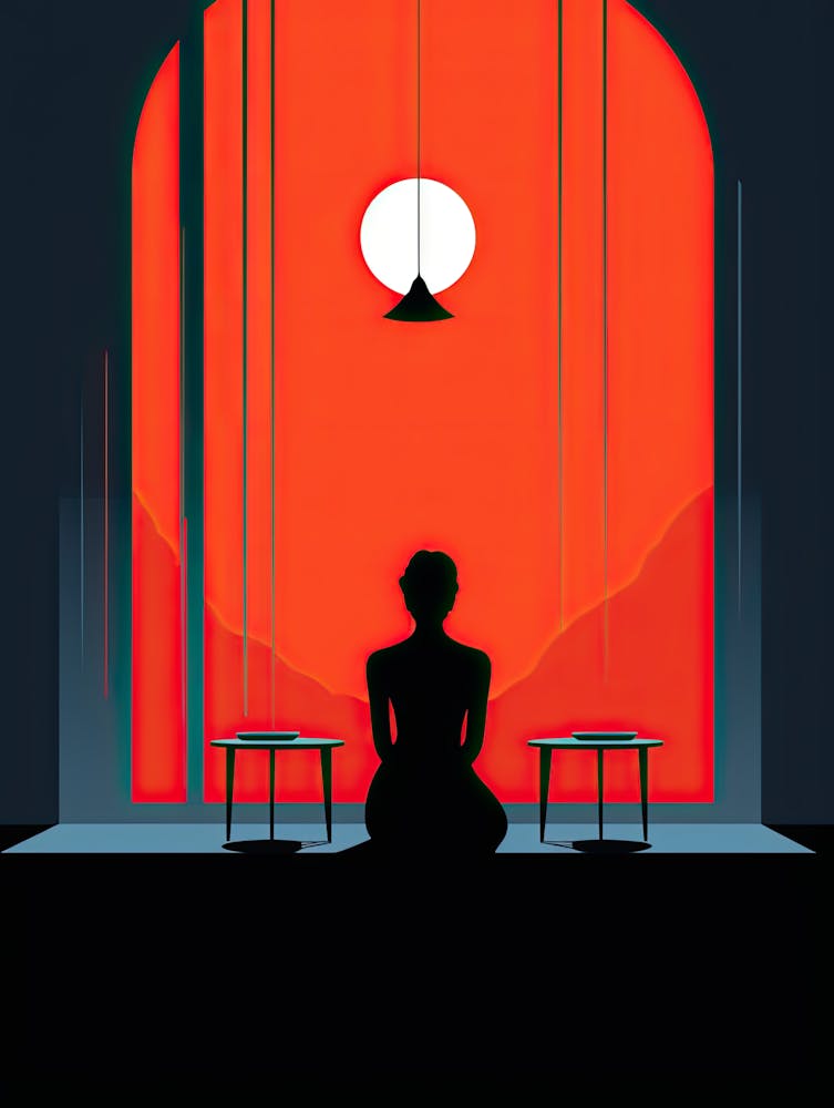 Femme assise devant une fenêtre, Solitude