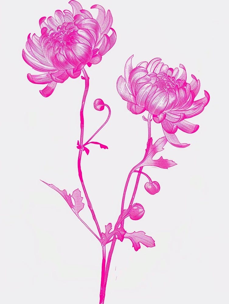 Hot Pink Chrysanthemum 2