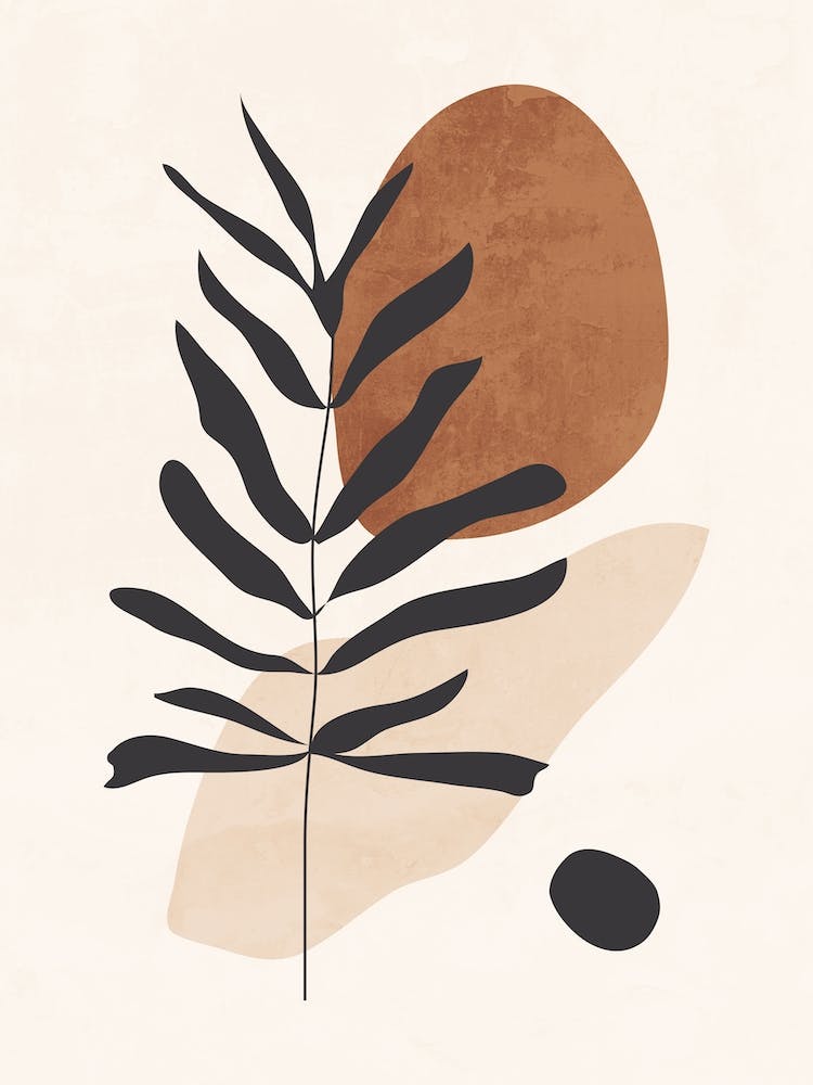 Abstract Minimal Plant Leaf Beige 