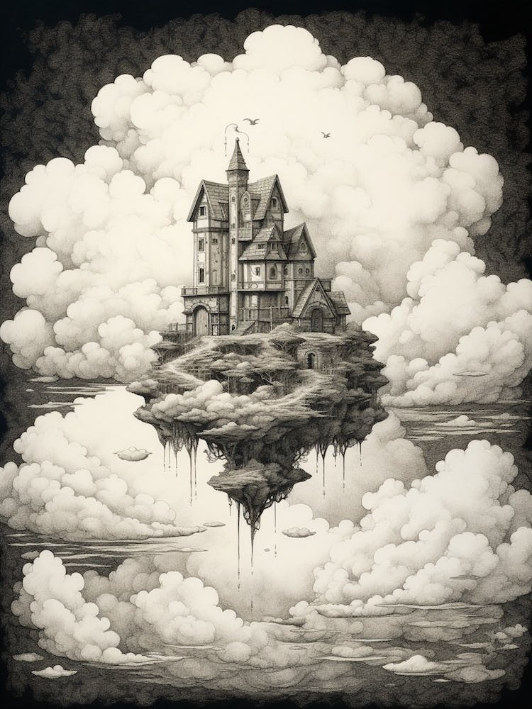 Castle In The Clouds Etching Style