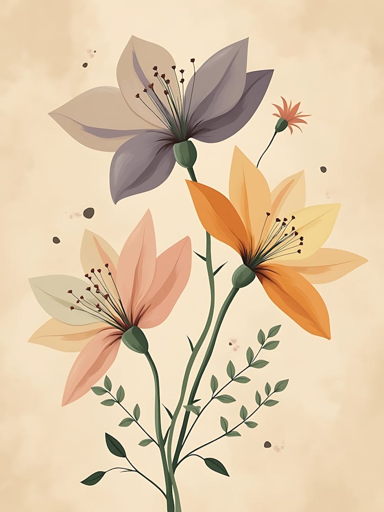 Flowers On A Beige Background 5