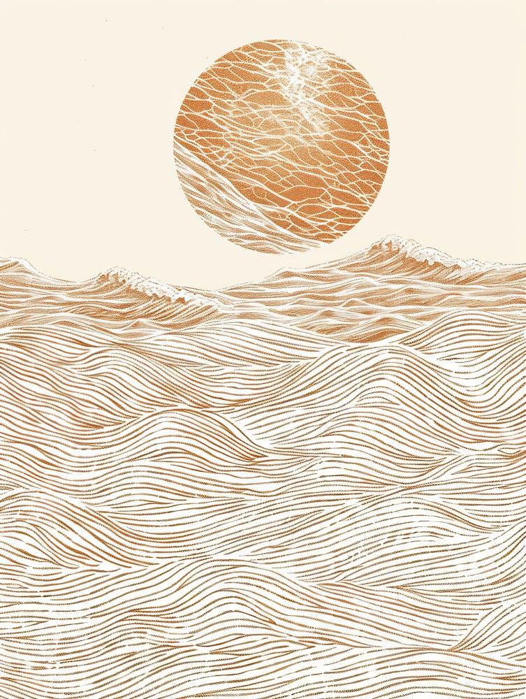 Sun Rising Over The Ocean, Minimalist, Bauhaus