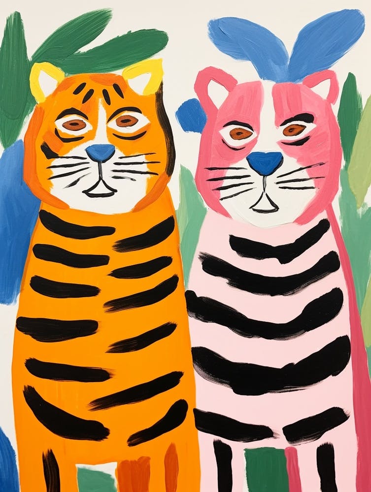 Colourful Kids Animal Art Tiger 2