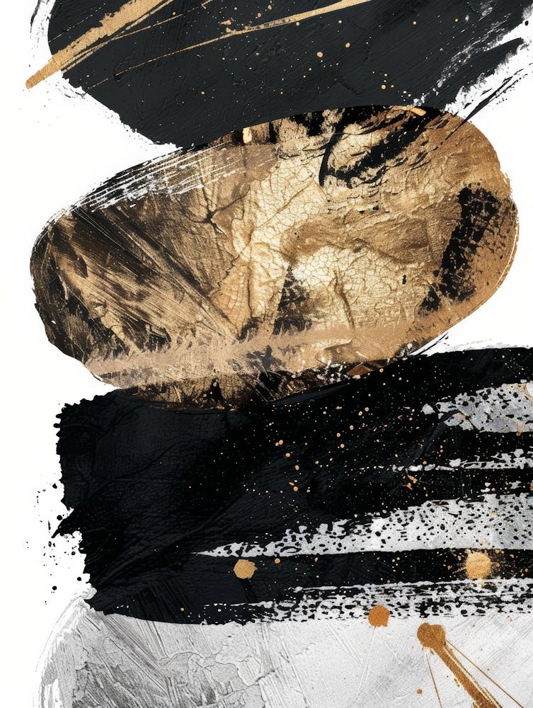 Abstract Black And Gold Painting 64