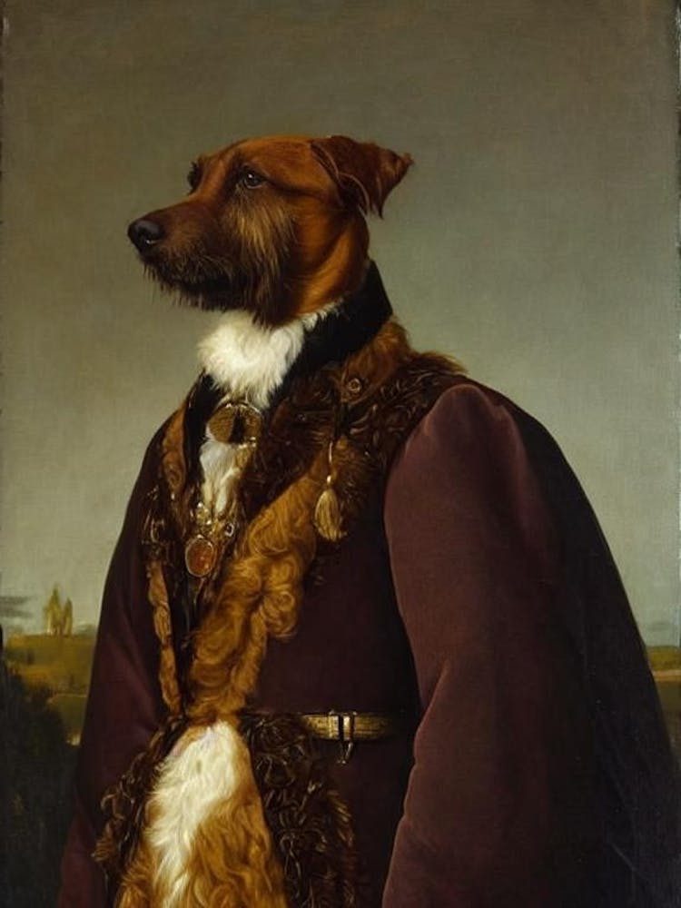 Otterhound Renaissance Portrait Oil Painting