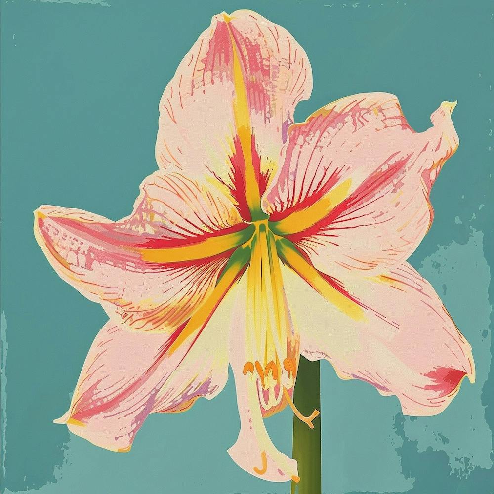 Amaryllis 4 Square Flower Illustration