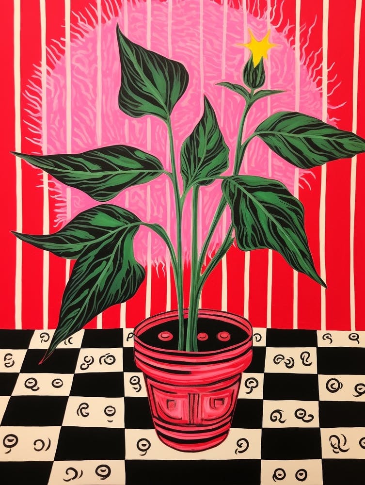 Pink And Red Plant Illustration Cast Iron Plant 1