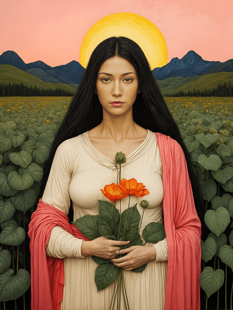 Woman With Flowers 1